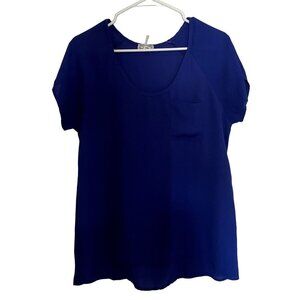 Kirra royal blue short sleeved lightweight summer top pocket casual bright
